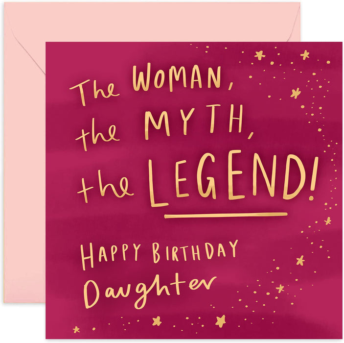 Old English Co. The Woman Myth Legend Card - Fun Birthday Card for Her | Humour Joke For Mum from Children, Son, Daughter | Blank Inside & Envelope Included (Daughter)