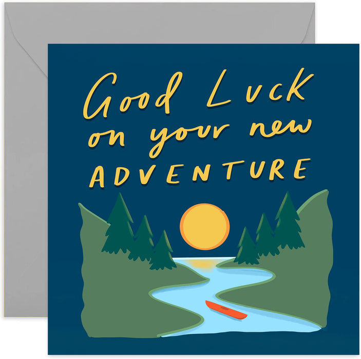 Old English Co. New Adventure Good Luck Card - Fun Leaving Card for Him or Her | New Job, Relocation, Expat, University, Retirement | Blank Inside & Envelope Included