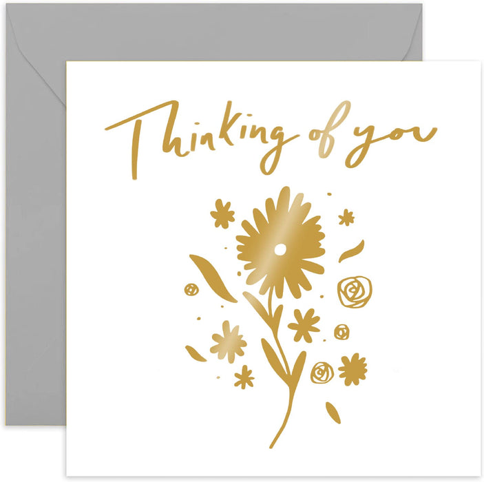 Old English Co. Floral Thinking of You Card - Gold Foil Flowers | Sympathy, Get Well Soon, Support | Blank Inside & Envelope Included