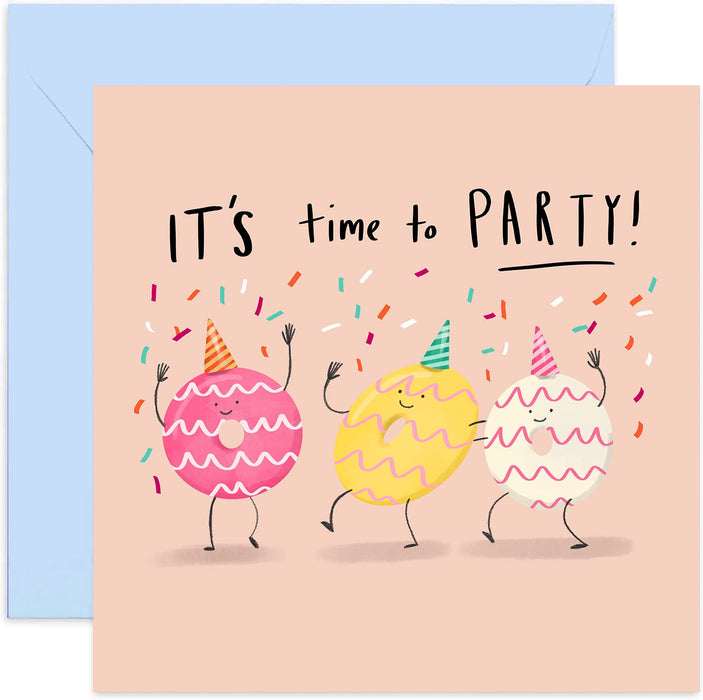 Old English Co. Time To Party Biscuits Card - Funny Nostalgic Party Food Card for Adults | Celebrations for Him or Her | Blank Inside & Envelope Included