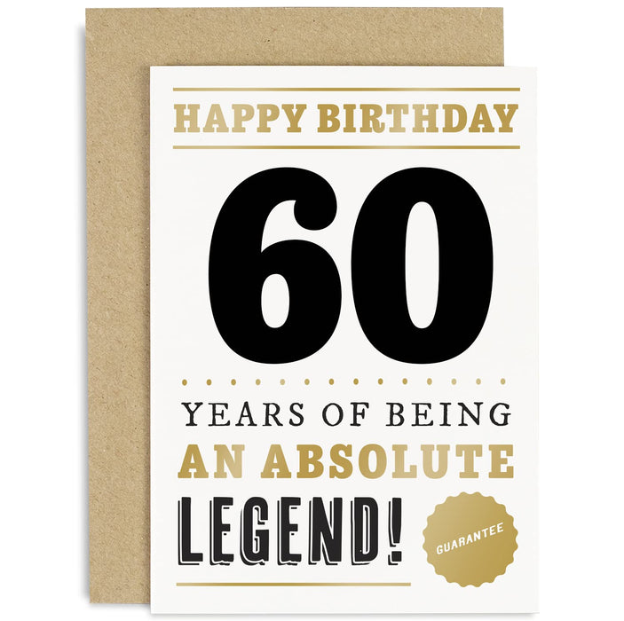 Old English Co. Funny 60th Birthday Card for Men Women - 60 Years Absolute Legend Greeting Card for Him Her | Humour Age Sixty Birthday Gift for Dad, Uncle, Mum, Grandparent, Friend