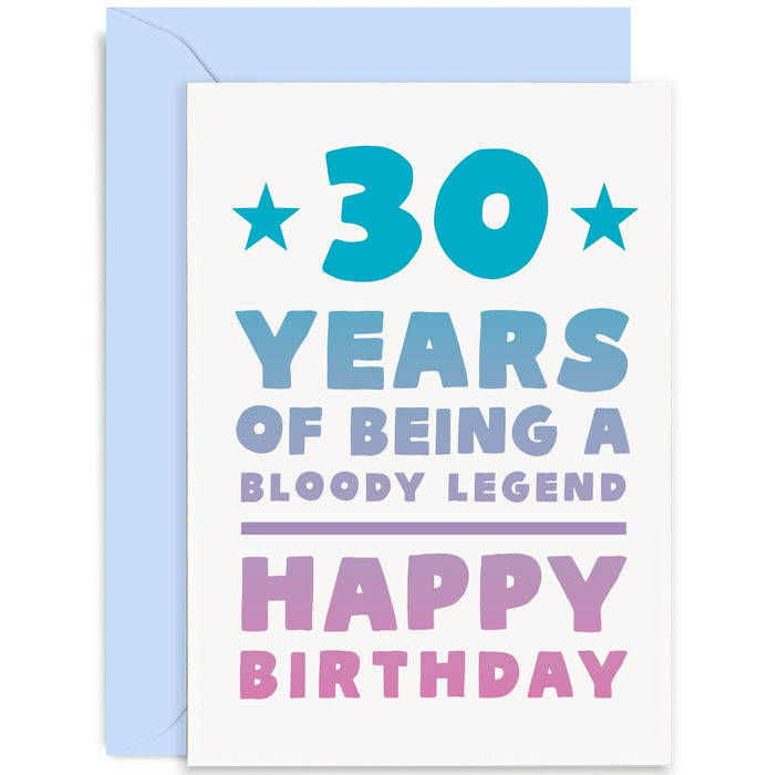 Old English Co. Fun 30th Birthday Card for Son or Daughter - 30 Years Of Being A Bloody Legend Thirtieth Birthday Card for Him or Her - Brother, Sister, Niece, Nephew | Blank Inside with Envelope