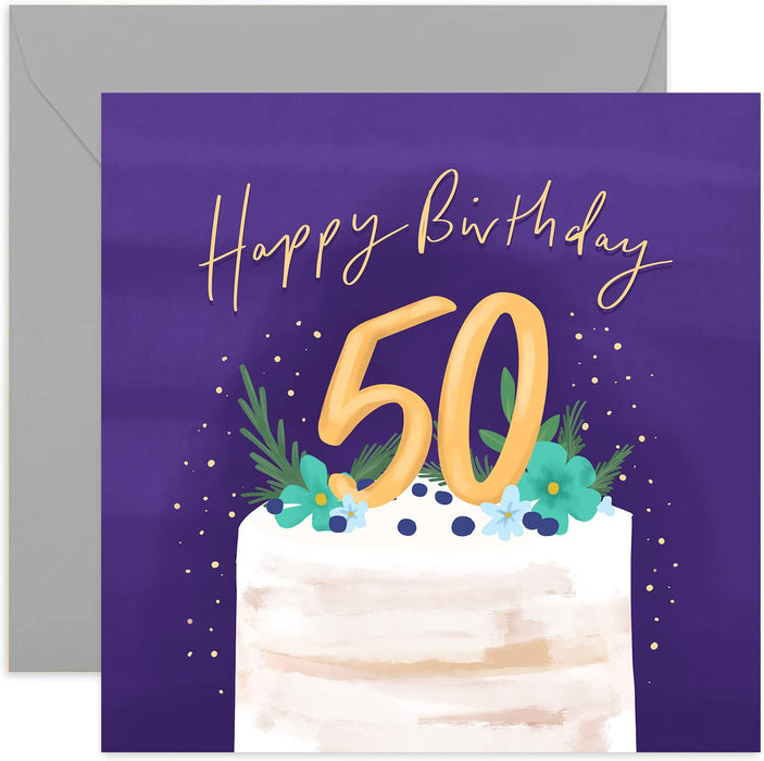Old English Co. Happy 40th Birthday Cake Card - Floral Birthday Card for Women | Forty Card for Mum, Grandmother, Aunt, Nanny, Her | Blank Inside & Envelope Included (40th)