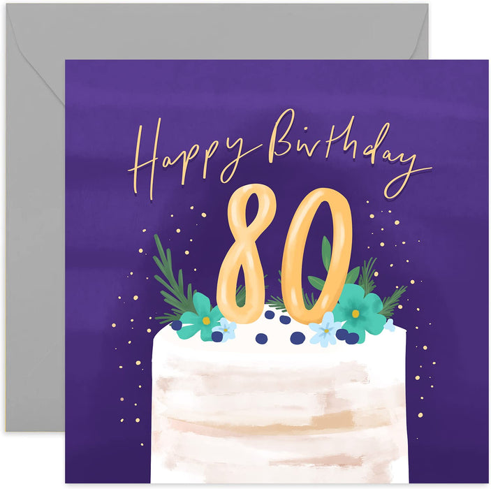 Old English Co. Happy 60th Birthday Cake Card - Floral Sixty Birthday Card for Women | Sixtieth Card for Mum, Grandmother, Aunt, Nanny, Her | Blank Inside & Envelope Included (60th)