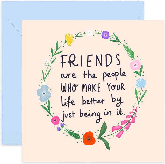 Old English Co. Friends Make Life Better Birthday Card - Cute Flower Female Card for Best Friend | Happy Floral Gift for Ladies, BFF, Her | Blank Inside & Envelope Included