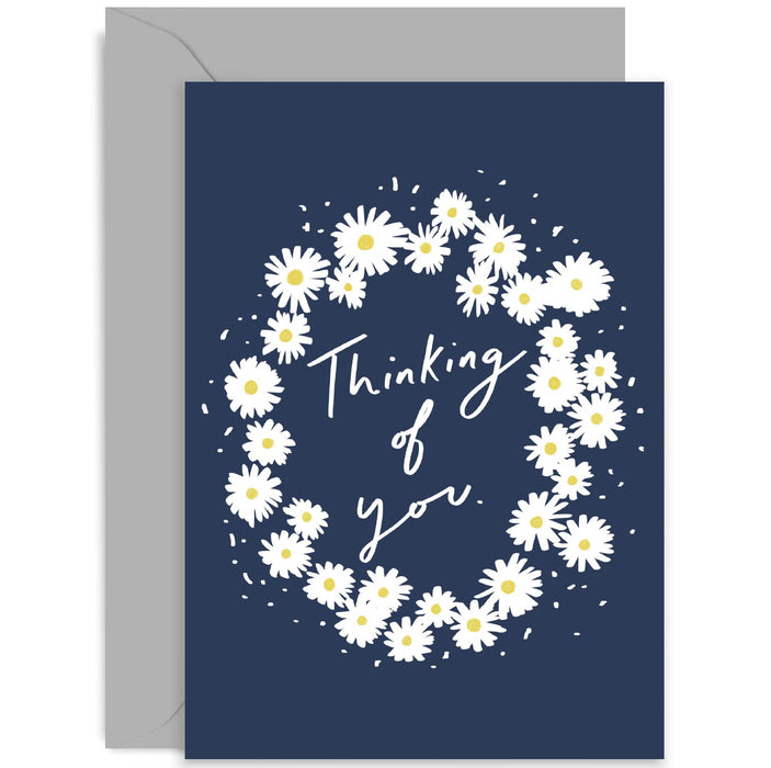 Old English Co. Floral Wreath Thinking Of You Card for Friends Family - Flower Sympathy Get Well Condolences Card for Him or Her | Blank Inside with Envelope