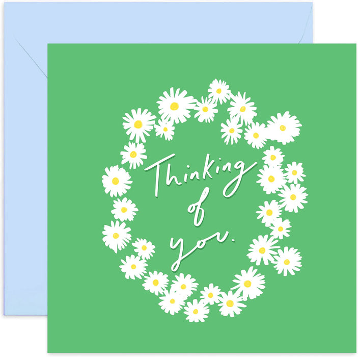 Old English Co. Daisy Thinking of You Card - Green and White Floral Flower Sympathy Card for Him or Her | Get Well, Condolences, Sorry | Blank Inside & Envelope Included