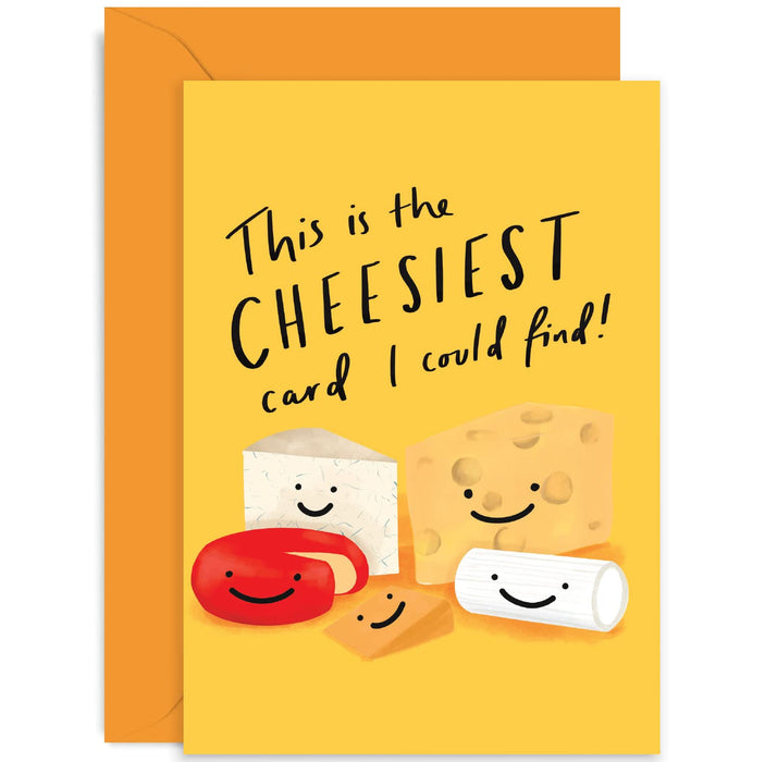 Old English Co. Funny Cheese Birthday Card for Him Her - Hilarious 'Cheesiest Card I Could Find' Wedding Anniversary Card for Husband Wife - Cute Valentine's Day Love Card | Blank Inside with Envelope