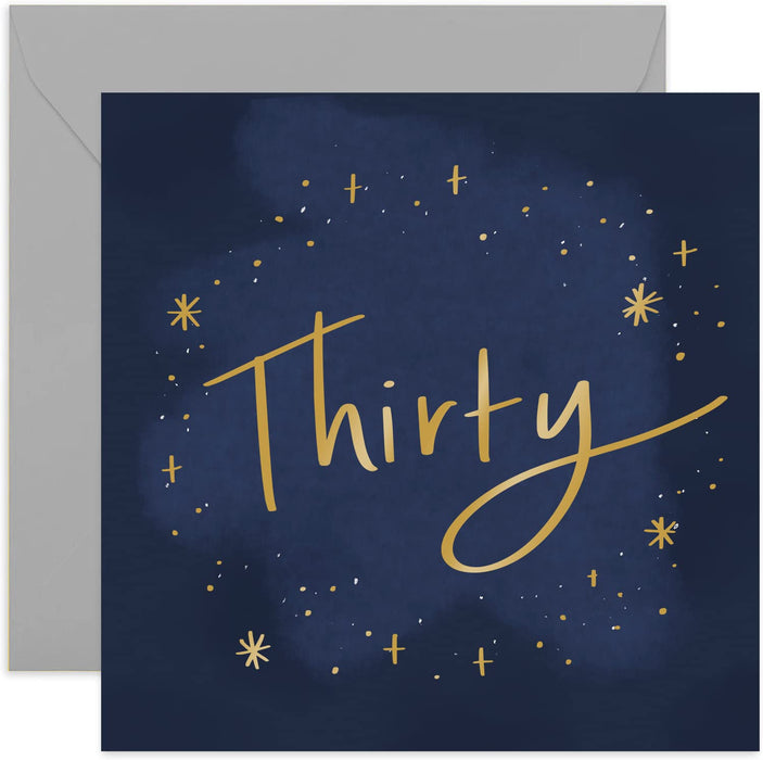 Old English Co. Stars Birthday Card - Stylish Gold Foil Thirtieth Celebrations Greeting Card for Her or Him | Thirty Card For Men and Women | Blank Inside & Envelope Included (30th)
