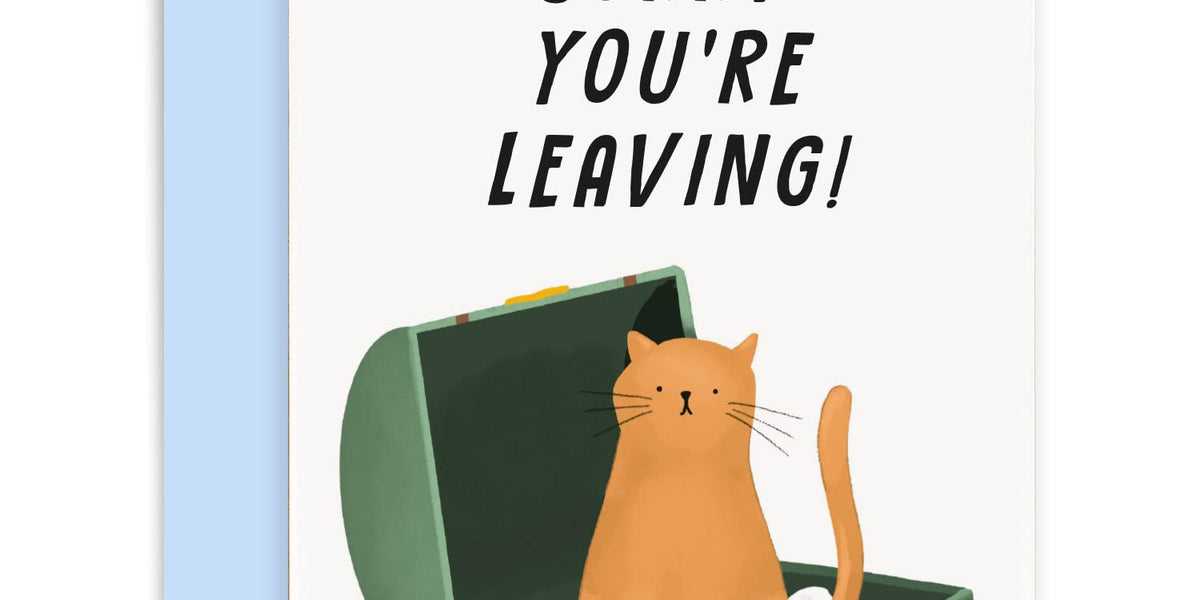 Old English Co. Cat Farewell Card - 'Sorry You're Leaving' Greeting Card With Envelope
