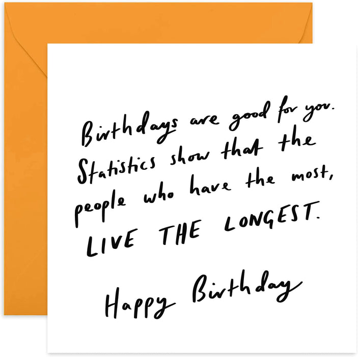 Old English Co. Birthday Statistics Funny Card for Him - Humorous Birthday Card for Her | Joke Card for Men and Women | Blank Inside & Envelope Included