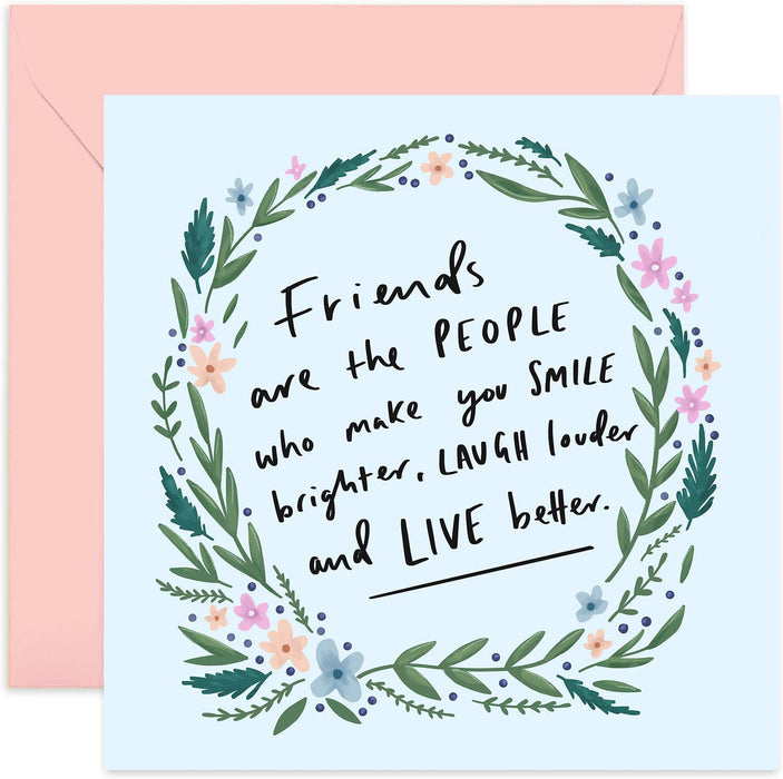 Old English Co. Friends Make You Smile Birthday Card - Cute Female Card for Best Friend | Happy Floral Gift for Ladies, BFF, Her | Blank Inside & Envelope Included