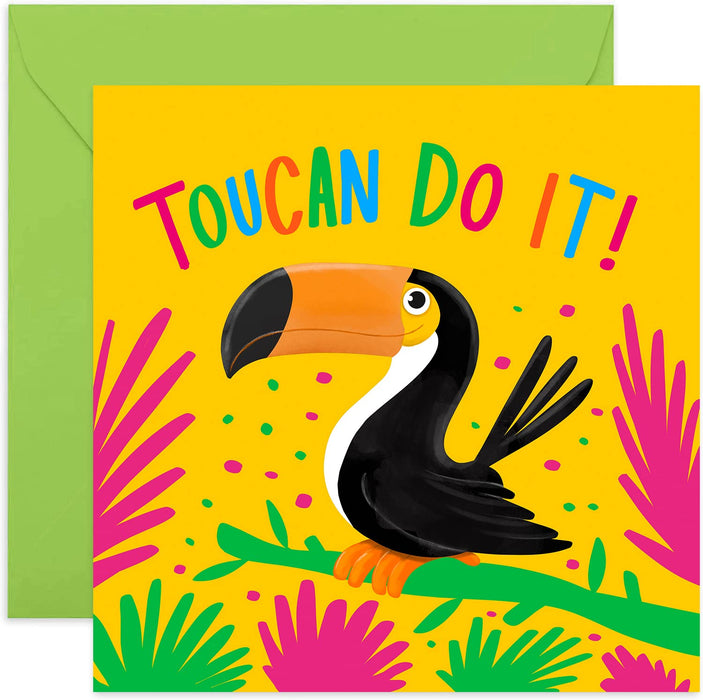 Old English Co. Toucan Do It Card - Fun Encouragement Good Luck Greeting Card for Him and Her | Animal Pun Illustration Design for Friends and Family | Blank Inside & Envelope Included