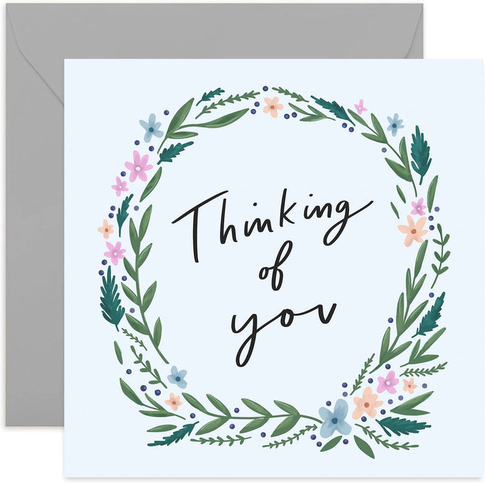 Old English Co. Floral Thinking of You Card - Simple Neutral Square With Deepest Sympathy Card | Condolences, Thinking of You, Sorry For Men and Women | Blank Inside & Envelope Included