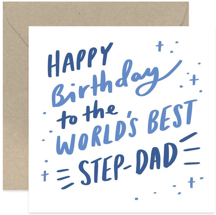 Old English Co. Happy Birthday World's Best Dad Card - Special Birthday Wishes Greeting Card | From Son, Daughter, Children to Parent Birthday Card | Blank Inside & Envelope Included (Dad)