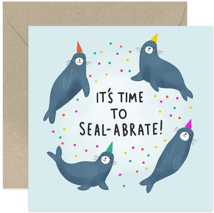 Old English Co. Seal Funny Birthday Card - Humorous Animal Pun Card for Her or Him | Congratulations for New Job, New Home, Passed Exams, Driving Test, Celebration | Blank Inside & Envelope Included
