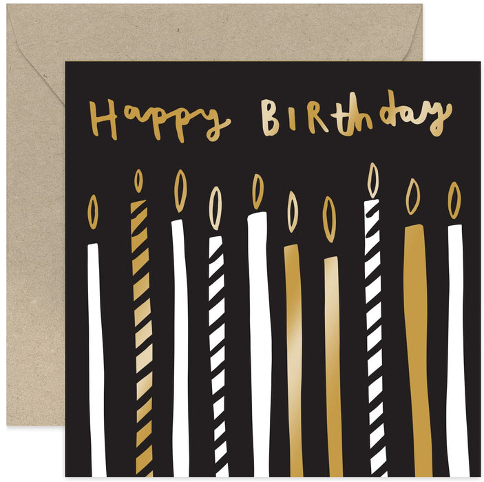 Old English Co. Abstract Cake Candles Birthday Card for Him - Gold Foil Special Birthday Card for Men and Women | For Brother, Son, Nephew, Sister, Daughter, Niece | Blank Inside & Envelope Included