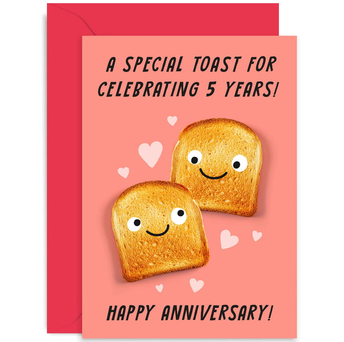 Old English Co. Cute 10th Wedding Anniversary Card for Him and Her - A Toast To You Pun Funny Anniversary Card for Husband Wife Son-in-law Daughter-in-law | Blank Inside with Envelope (10th)