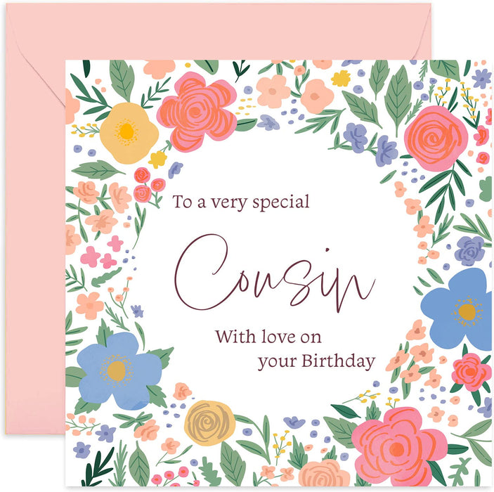 Old English Co. To A Very Special Cousin Birthday Card - Sweet Cute Floral Card for Her Cousin Card | Flower Happy Birthday From Cousin | Blank Inside & Envelope Included