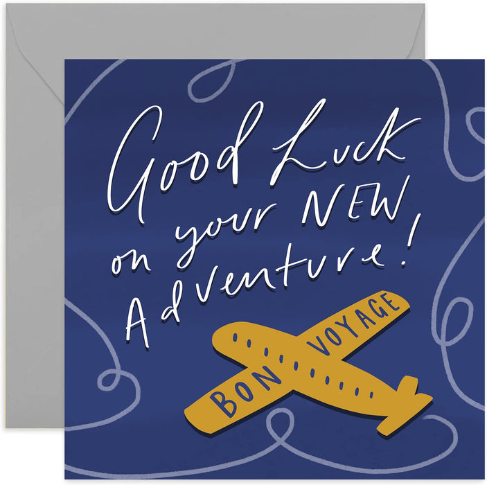 Old English Co. Aeroplane Good Luck Card - Fun Leaving Card | New Job, Relocation, Expat, University| Blank Inside & Envelope Included