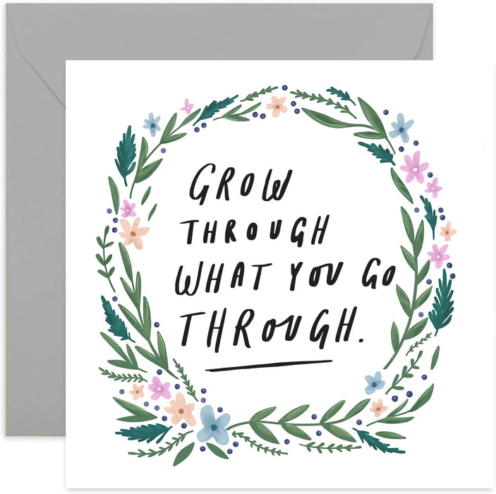 Old English Co. Grow Through Friendship Card - Thinking of You Friends Card for Men and Women | Condolences, Tough, Get Well, Sorry | Blank Inside & Envelope Included
