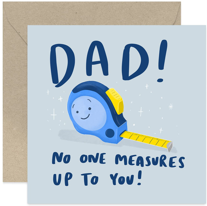 Old English Co. No One Measures Up To You Dad Father's Day Card for Him - Funny DIY Birthday Card for Dad | From Son, Daughter, Children | Blank Inside & Envelope Included