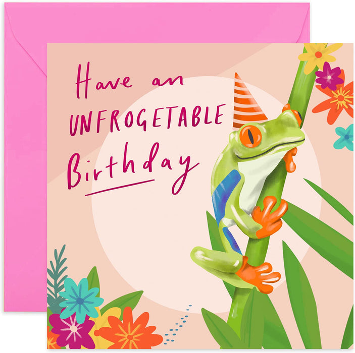 Old English Co. Frog Birthday Card - Fun Pun Jungle Animal Birthday Card for Women | Suitable Her, Sister, Mum, Niece, Daughter | Blank Inside & Envelope Included
