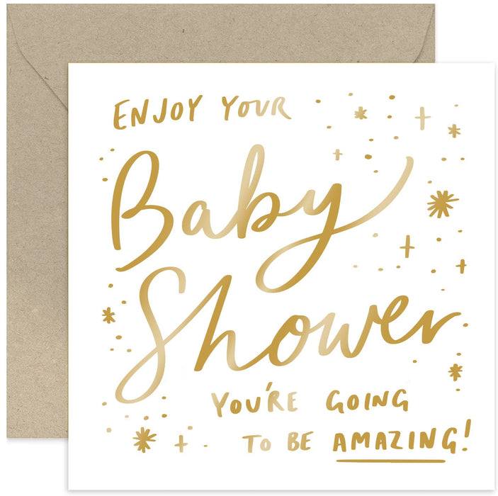 Old English Co. Baby Shower Card for Mum To Be - Cute Pregnancy Matertnity Leave Card for Her | Gold Foil Congratulations Baby Announcement | Blank Inside & Envelope Included