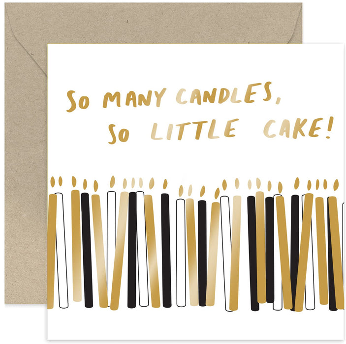 Old English Co. So Many Candles So Little Cake Funny Birthday Card for Him - Gold Foil Special Old Age Joke Card for Men and Women | Blank Inside & Envelope Included