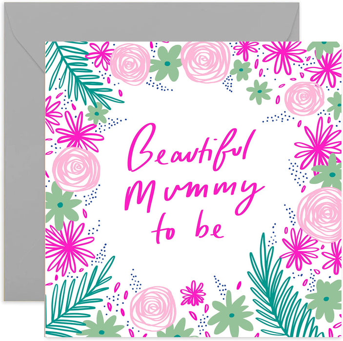Old English Co. Beautiful Mummy To Be Card - Floral Expecting Baby Shower Card | Leaving For Baby Card | Blank Inside & Envelope Included