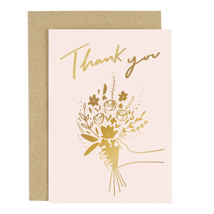 Thank You Flowers Blush Pink Greeting Card