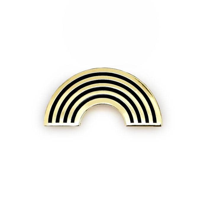 gold and black rainbow enamel pin