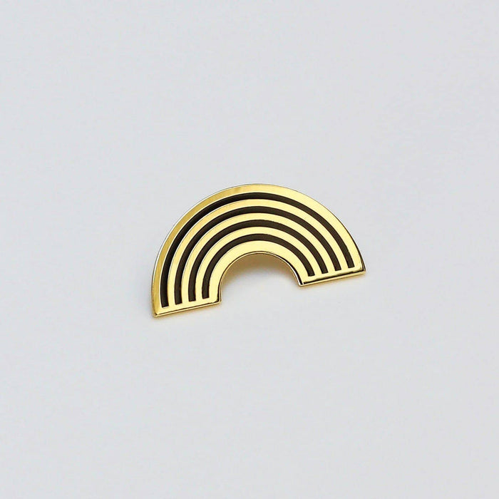 gold and black rainbow lapel pin badge