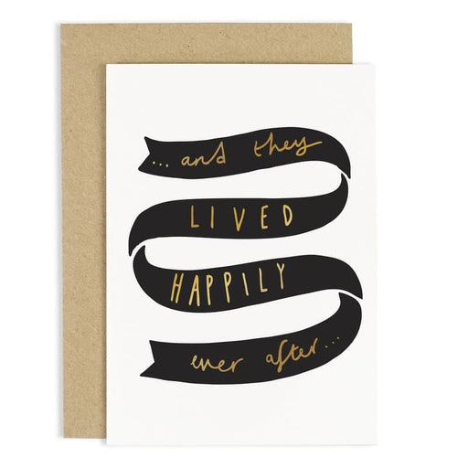 gold foil happily ever after wedding card