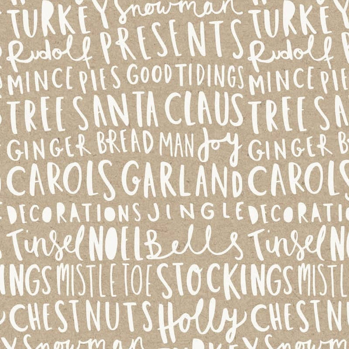 christmas words wrapping paper